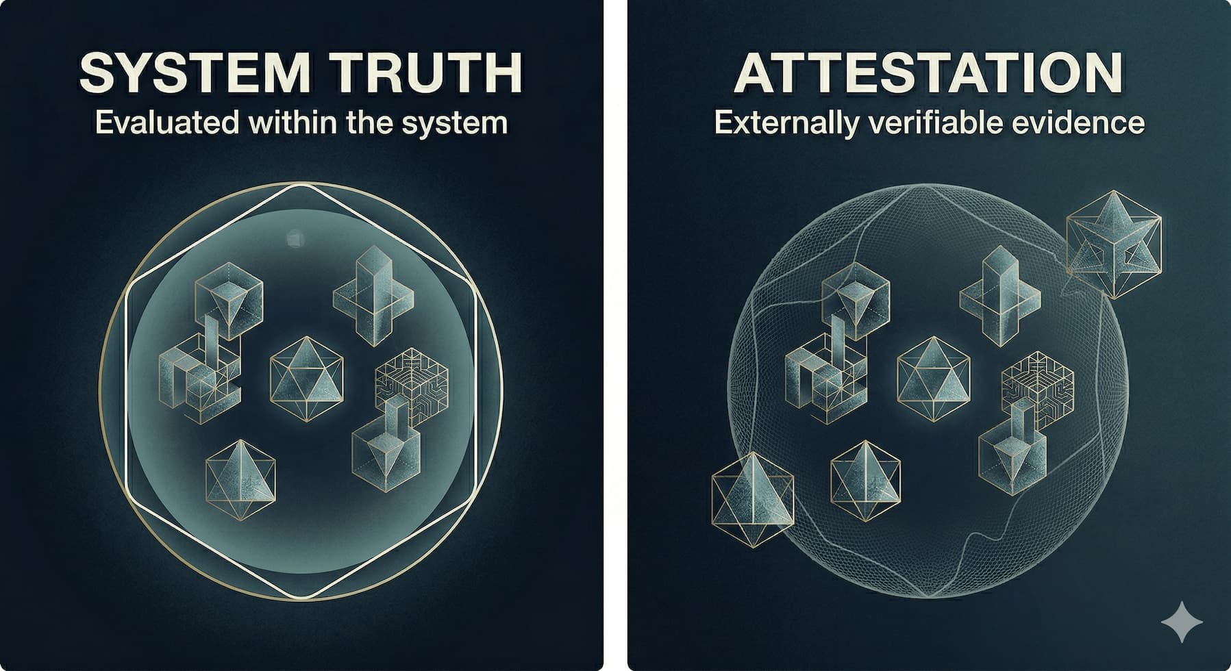 Attestation Layer transforming internal assertions into externally verifiable evidence artifacts with full traceability and integrity protection